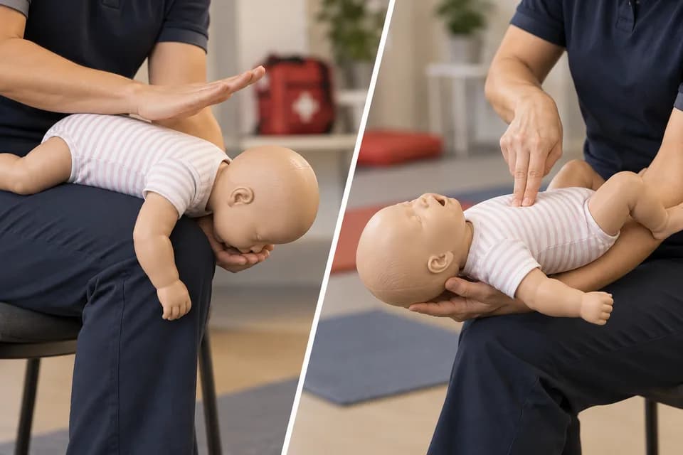 ধাপ ৪: ১ বছরের কম বয়সী শিশুদের বিশেষ গাইড — Infant Choking — চিত্র নির্দেশিকা