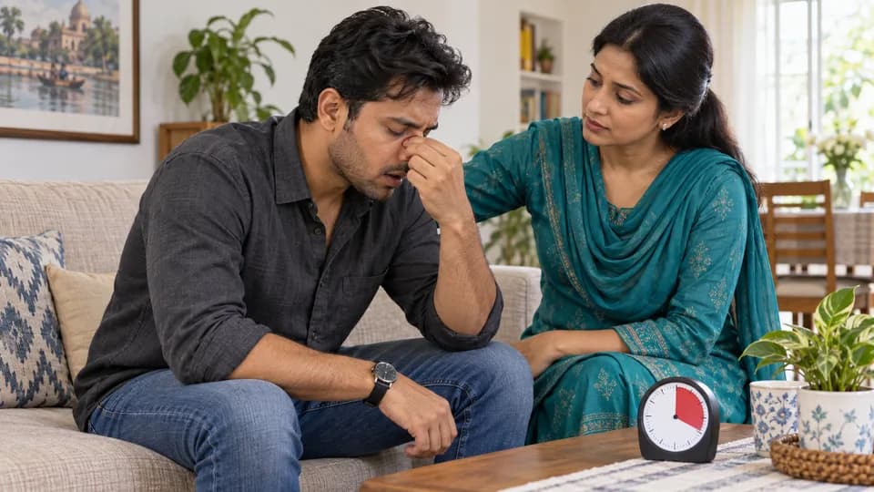 ধাপ ২: নাকের নরম অংশ টানা ১০–১৫ মিনিট চেপে ধরুন — নাক দিয়ে রক্ত পড়ার নিরাপদ করণীয়