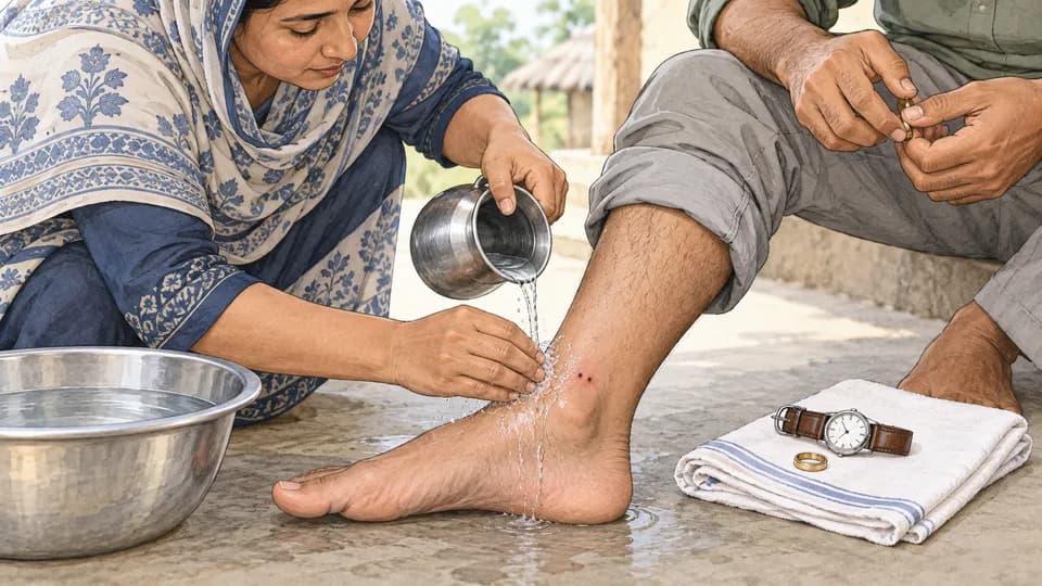 ধাপ ২: গহনা/টাইট জিনিস অপসারণ ও ক্ষতস্থানের নিরাপদ যত্ন — চিত্র নির্দেশিকা