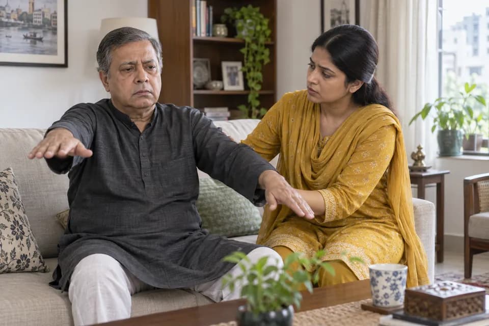 ধাপ ১: B.E. F.A.S.T. লক্ষণ দ্রুত পরীক্ষা করুন — একই রোগী ও পরিচর্যাকারীর স্ট্রোক জরুরি সহায়তার চিত্র